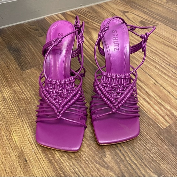 NEW SCHUTZ Adin Leather Lace Up Heel Sandals Size 8B - Picture 2 of 8